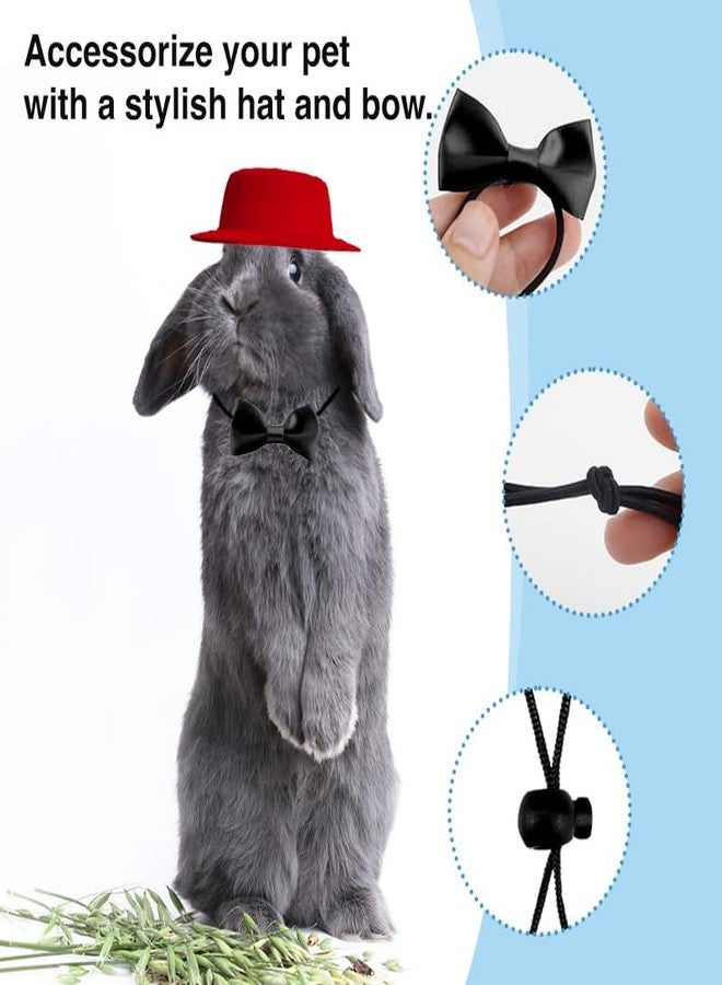 HOKABLE 2pcs Guinea Pig Clothes Small Animal Bow Tie Pet Hat Costume Set Role Play Cute Pet Hat Bow Tie for Hamster Guinea Pig Rabbit Chinchilla Hedgehog（Red hat + Black Bow tie） - Image 4